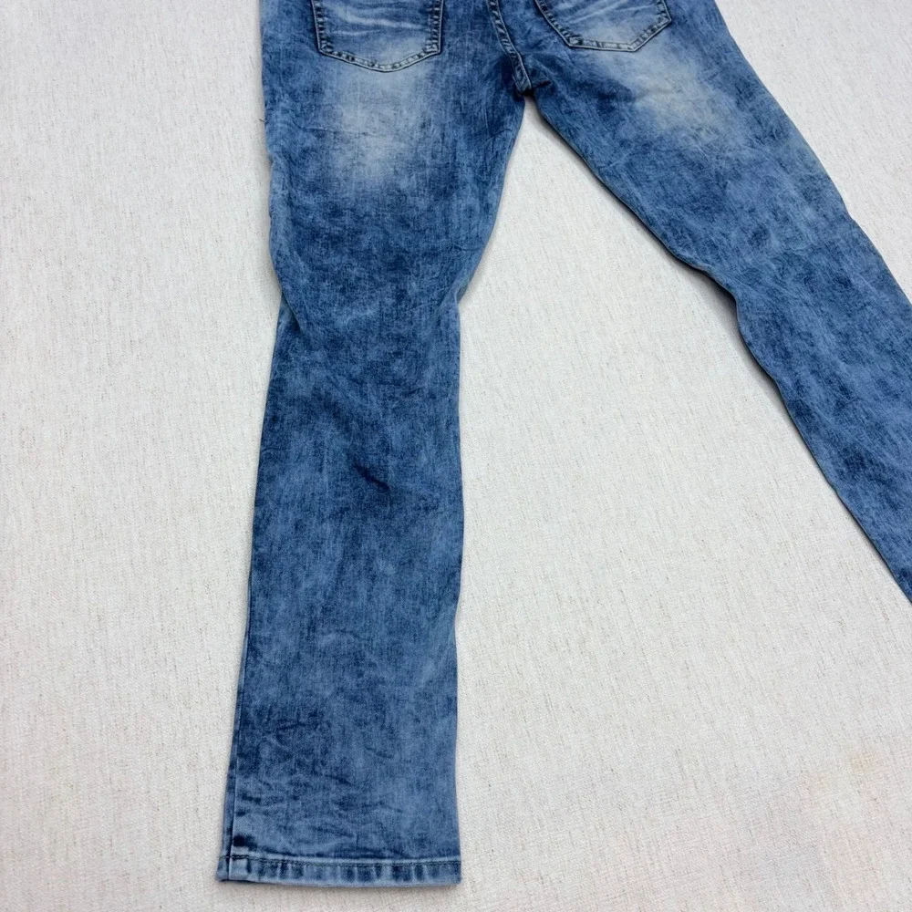 Rue21 Premium Supreme Flex Skinny Moto Biker Distressed Acid Wash Jeans 30x30